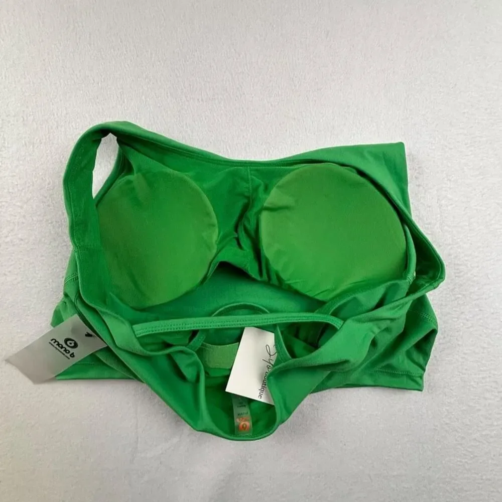 NWT Mono B Green Crisscross Back Sports Bra Women's Large Activewear